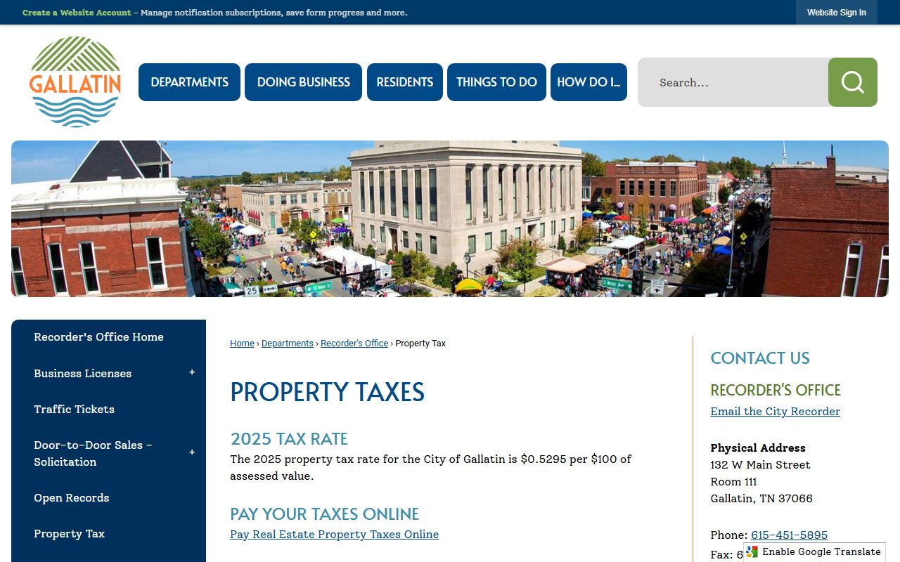 Gallatin Property Tax Records city tax page