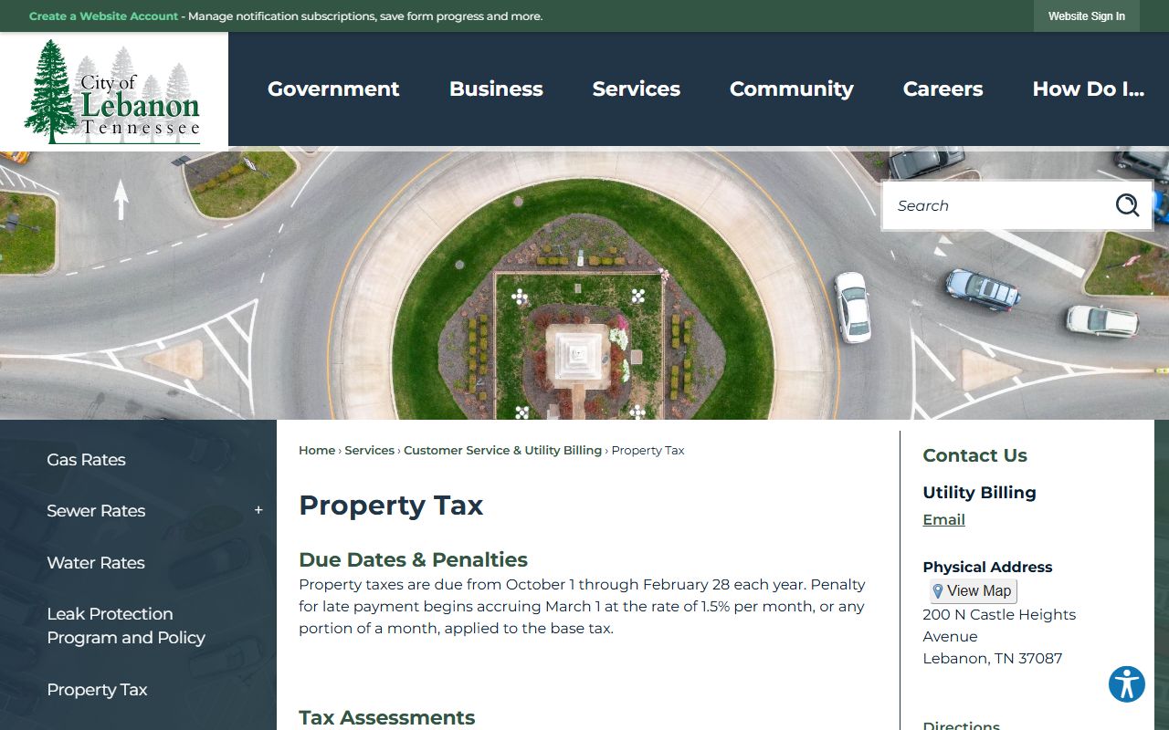 Lebanon Property Tax Records city tax page
