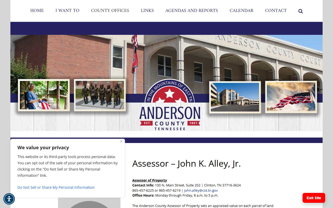 Anderson County Property Tax Records assessor page