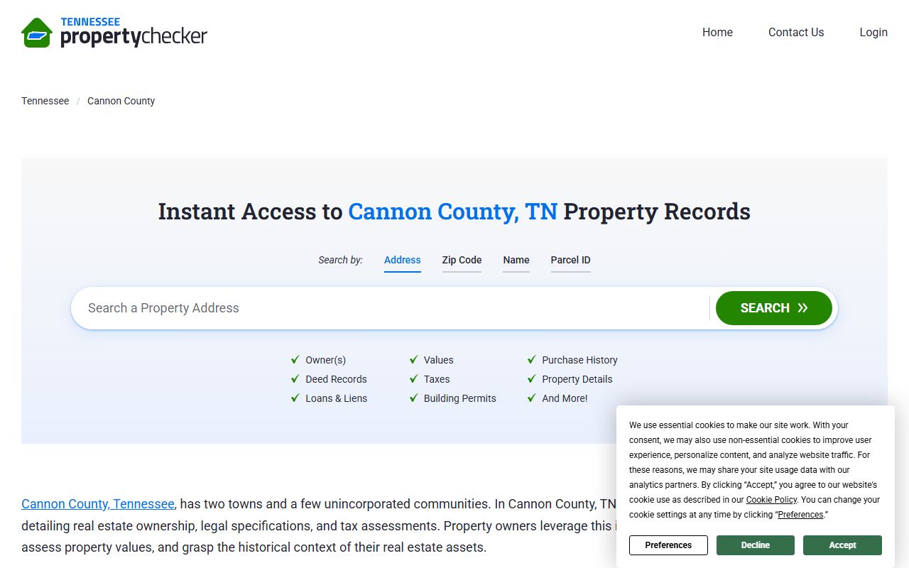 Cannon County Property Tax Records property records page