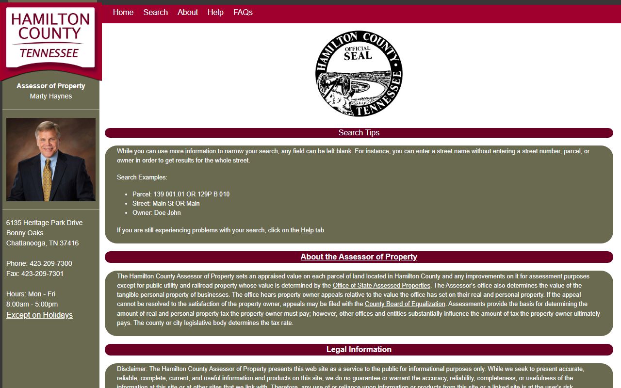 Hamilton County Property Tax Records assessor page