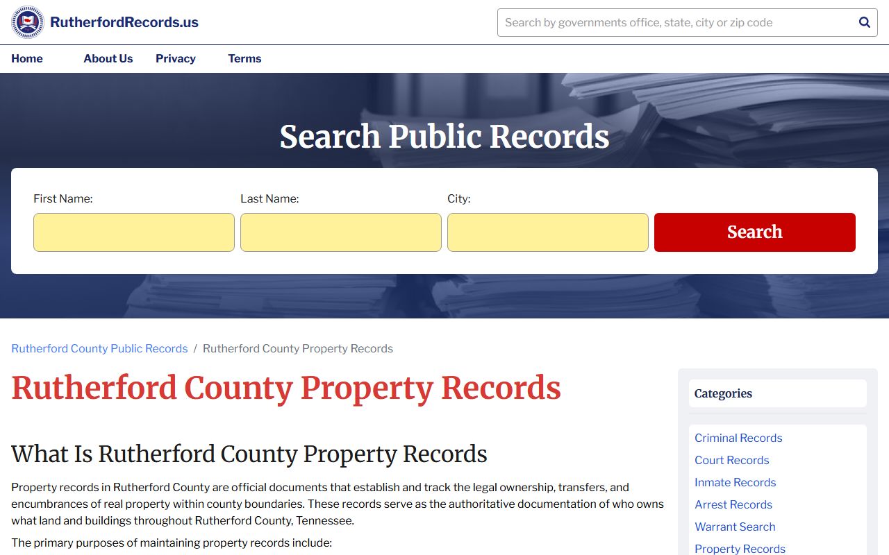 Rutherford County Property Tax Records portal