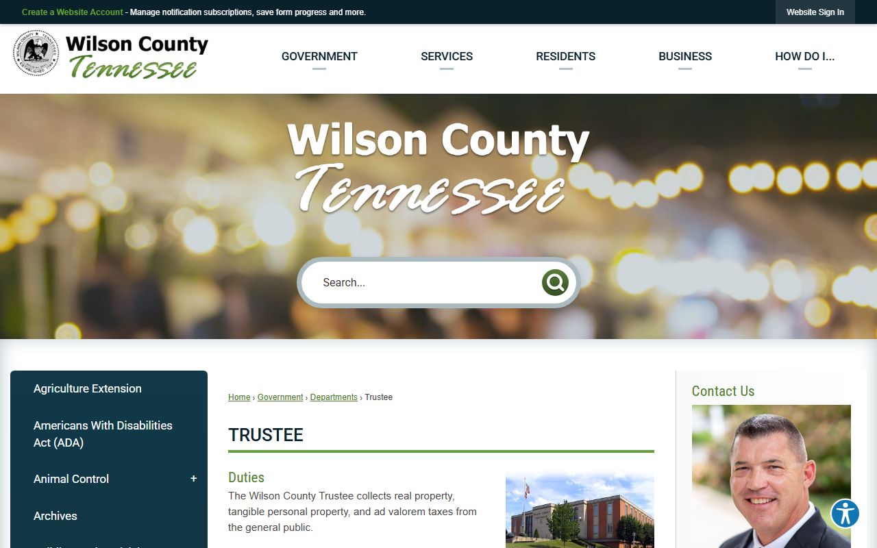 Wilson County Property Tax Records trustee page