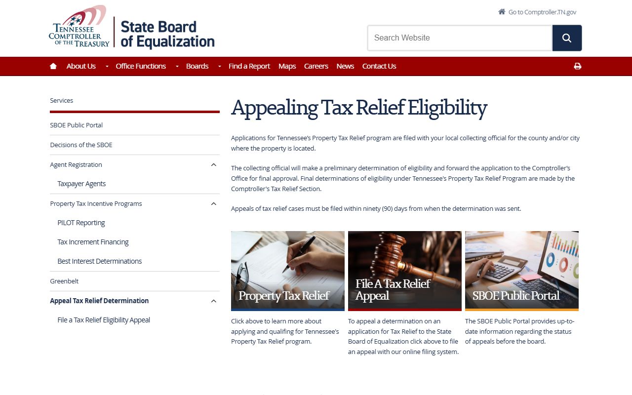 Tennessee Property Tax Records tax relief appeal process page